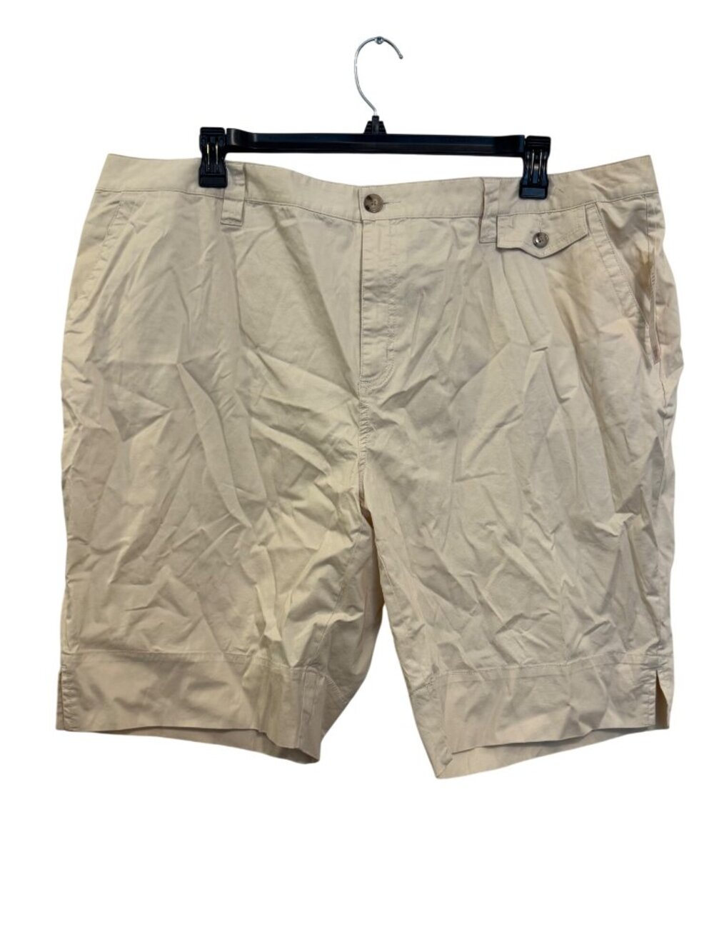 A.N.A Beige Womens Plus Size 24W Cotton Blend Shorts With Button Closure